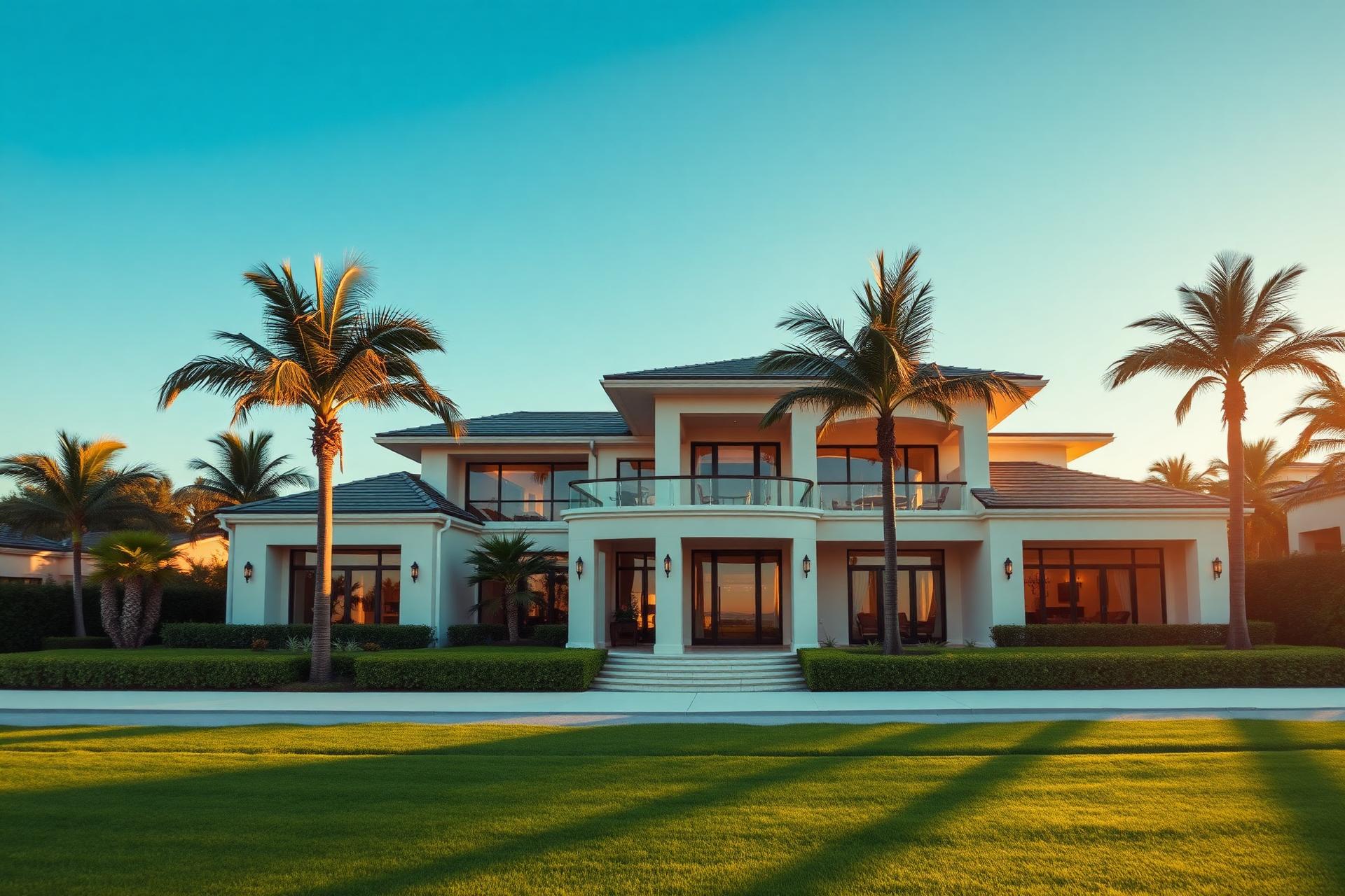 Luxury South Florida home at golden hour